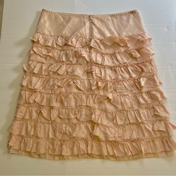 SILK Peach Powdered Pink Layered Tiered Skirt Ruffles Size L - Picture 2 of 6